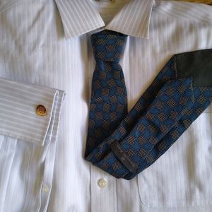 Ermenegildo Zegna teal/gray geometric necktie